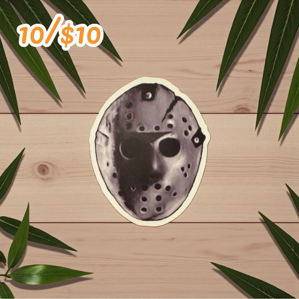 Jason Voorhees Mask Close-Up Horror Sticker – Matte – 2.5”